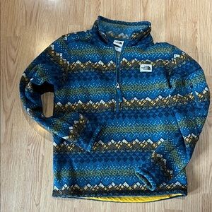 The North Face Men's Patterned Blue and Yellow Zip-Up Sweater